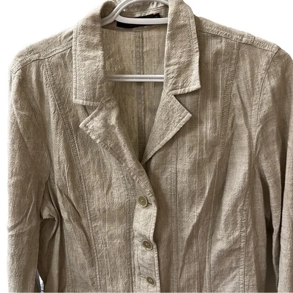 🍋Eric Alexandre Beige Linen Shirt Jacket with pockets size 42 (fits like 6) - Picture 3 of 8
